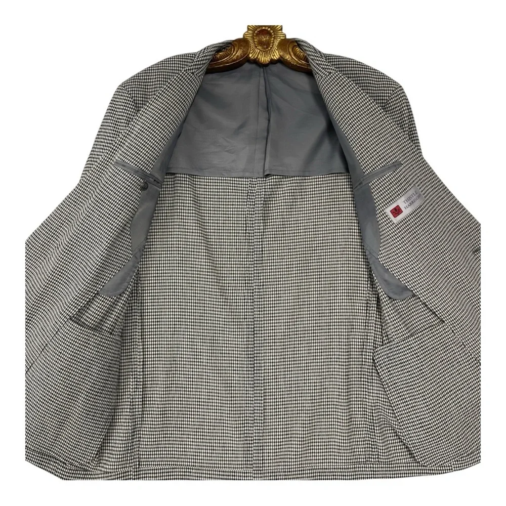 VTG 80s Thistle Harrison’s Bespoke Tailored Check Puckered Sport Jacket XL